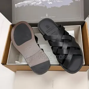Original Brunello Cucinelli Leather Slides (Pam)