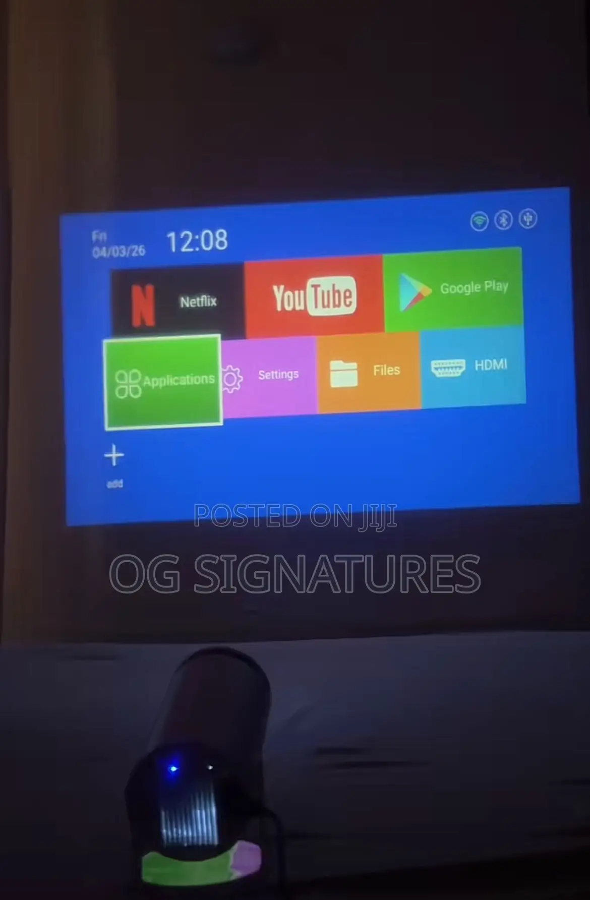 Power Bank Powered Projector With Bluetooth,WiFi 6, Inbuilt Battery