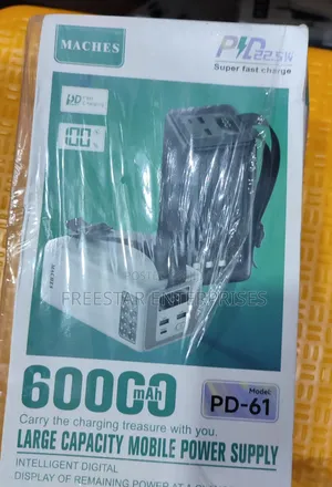 Maches 60000mAh Power Bank. PD Power Delivery Fast Charging.