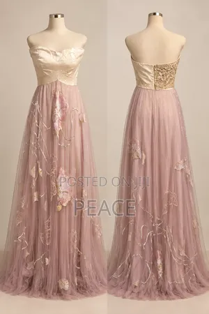 Elegant Gold Embroidered Evening Gown