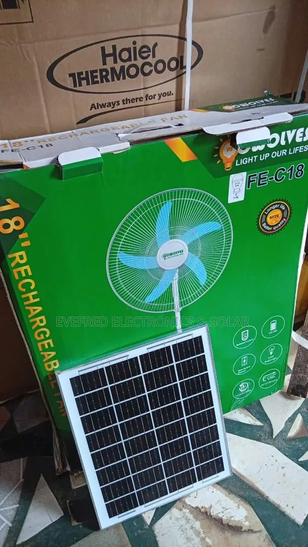 Brand New Rechargeable Standing Fan With Solar Panel