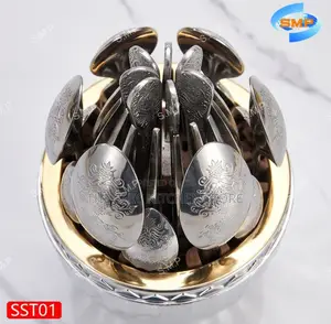 24pcs Gold Pleated Cone-Shaped Cutlery Set