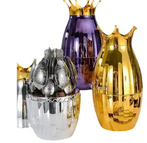 24pcs Gold Pleated Cone-Shaped Cutlery Set