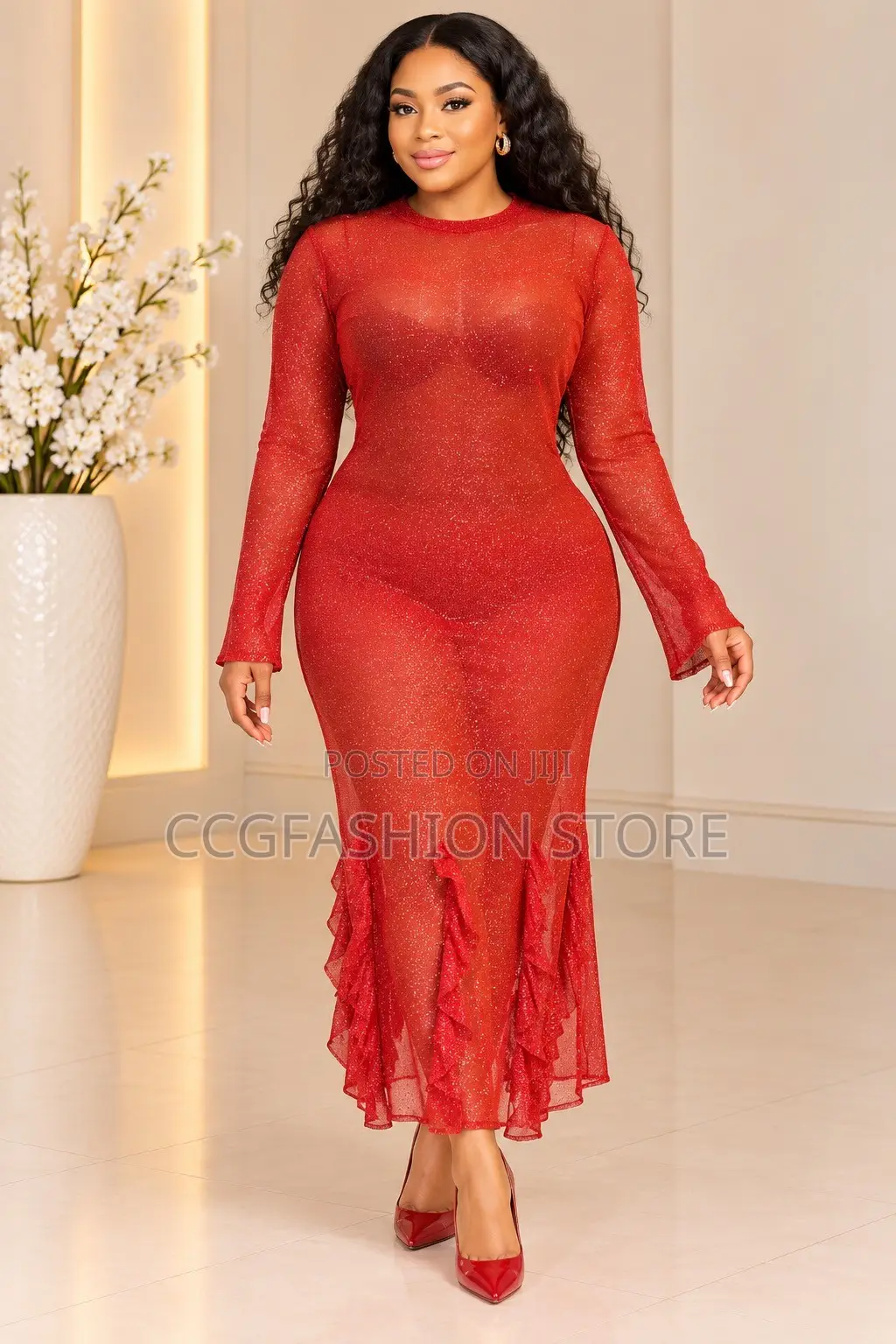 Red Mesh Gown