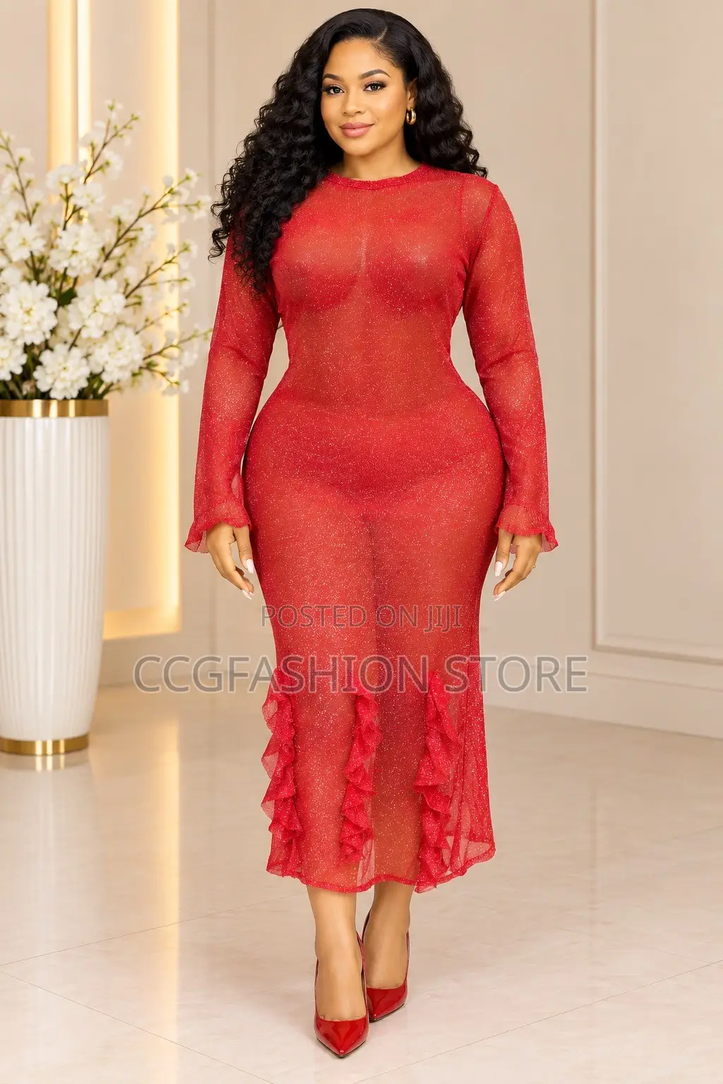 Red Mesh Gown
