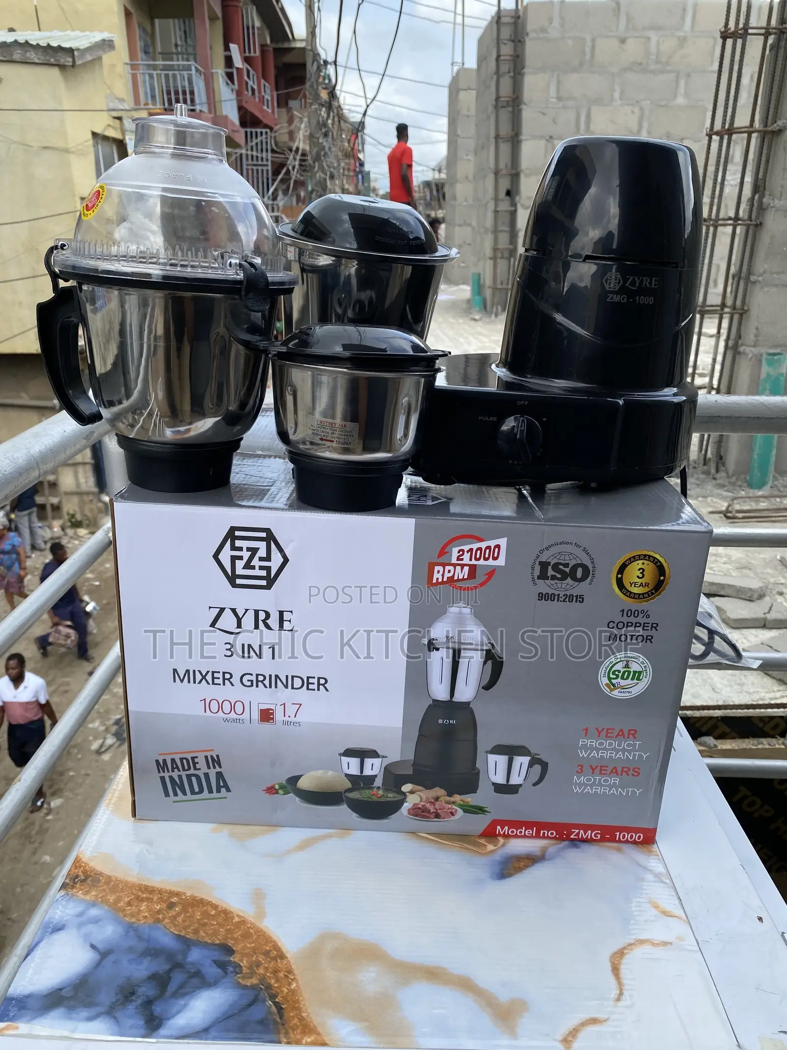 ZYRE 3in1 Heavy Duty Mixer Grinder (1000watts)