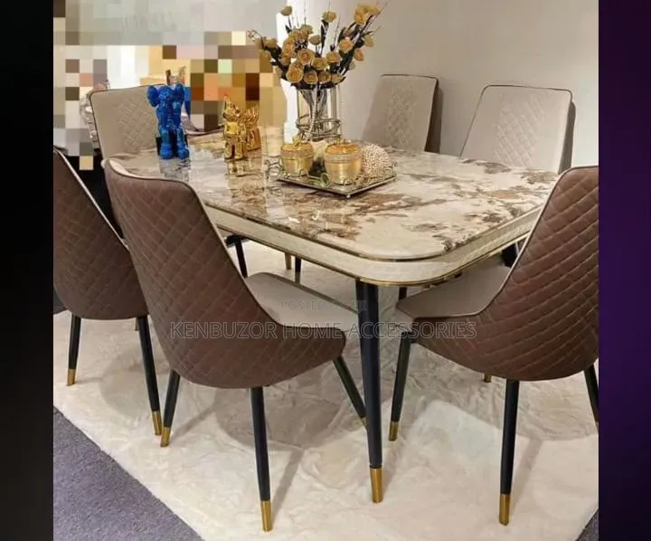 6 Chairs Marble Top Dining Table