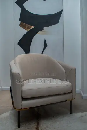 Koekohe: Modern Luxury Beige Accent Armchair With Metal Legs