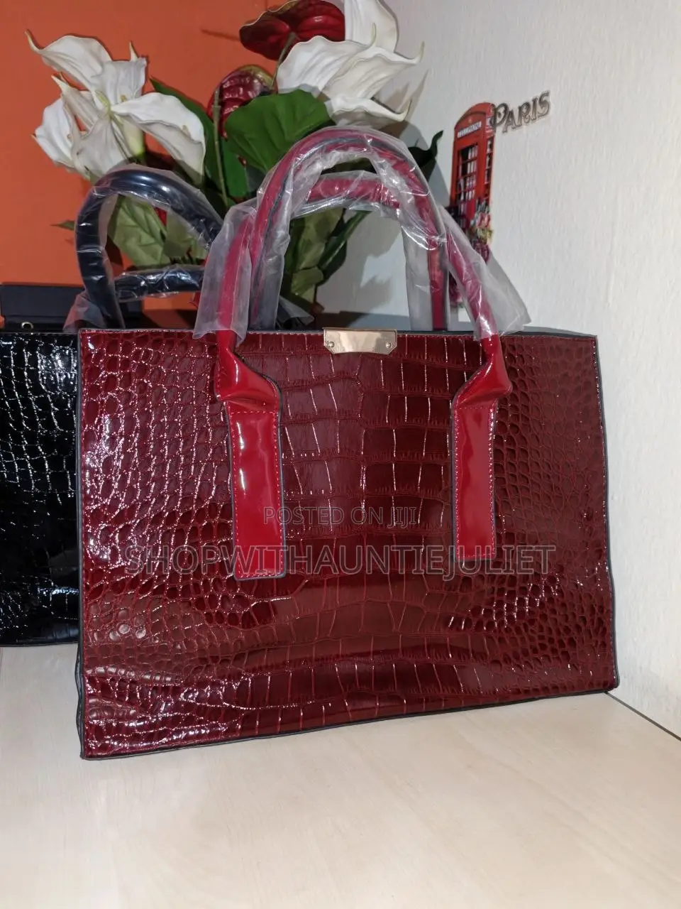 Noir Croc Handbag