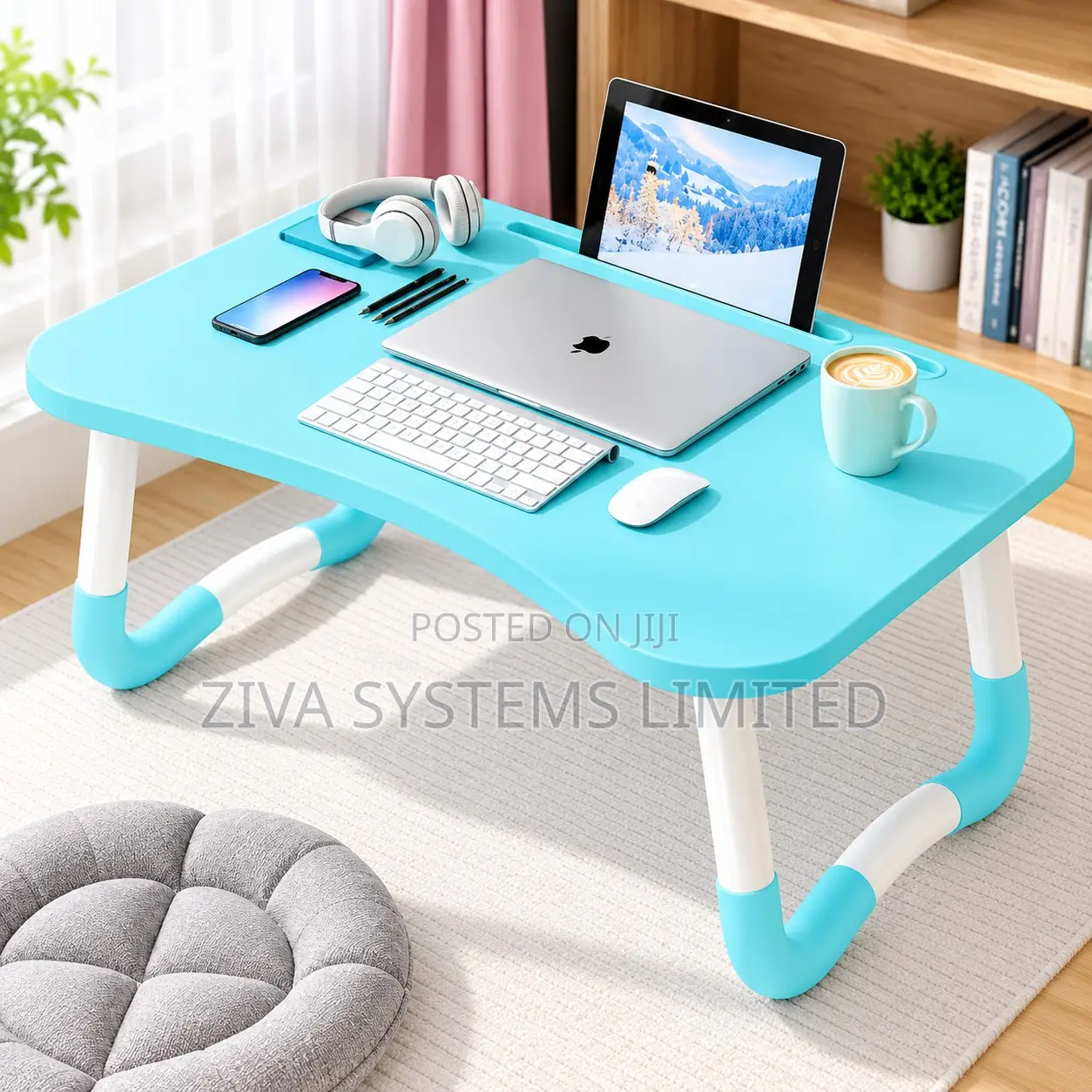 Portable Foldable Laptop Table – Blue Bed & Study Desk