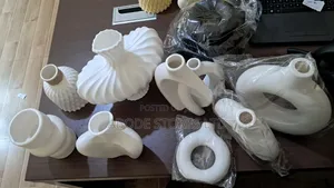 8 Pieces Set White Plastic Decorative Flower Vase