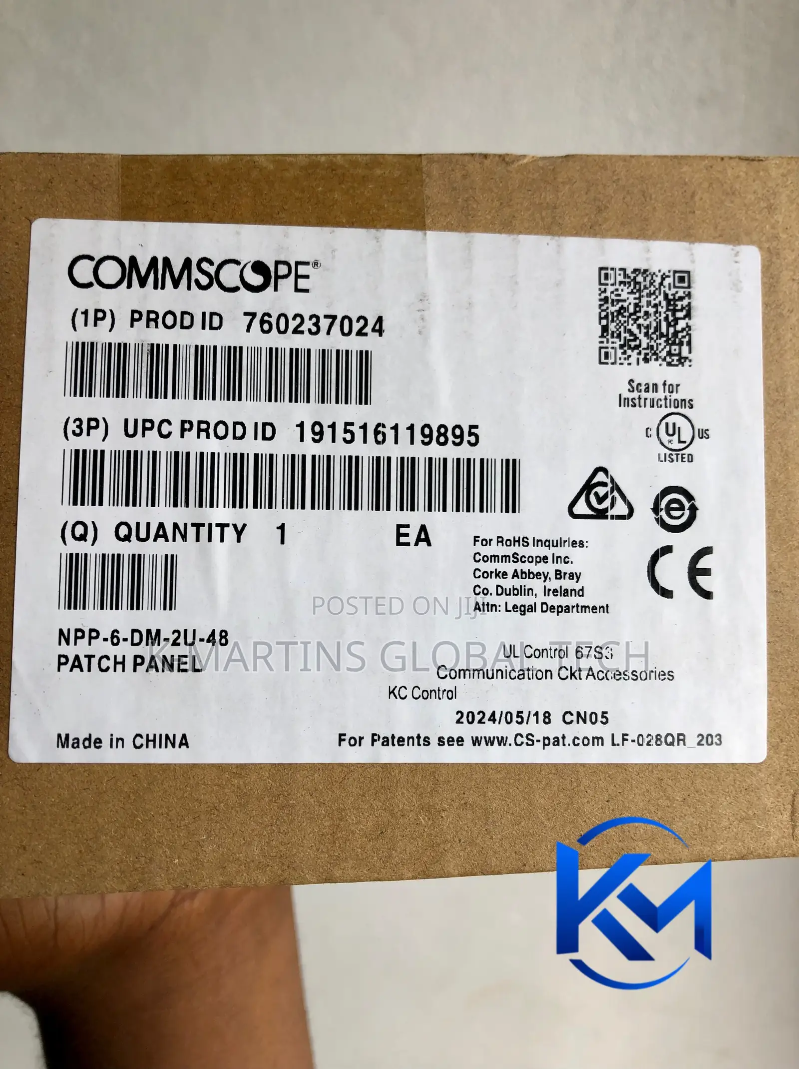 CommScope Cat6 48 Port Network Patch Panel 2U Rack Mount