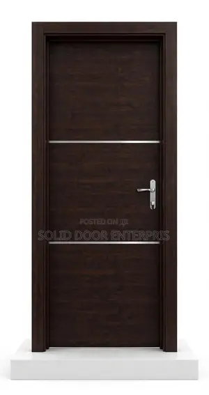 A Solid HDF Flush Door With Silver Chrome