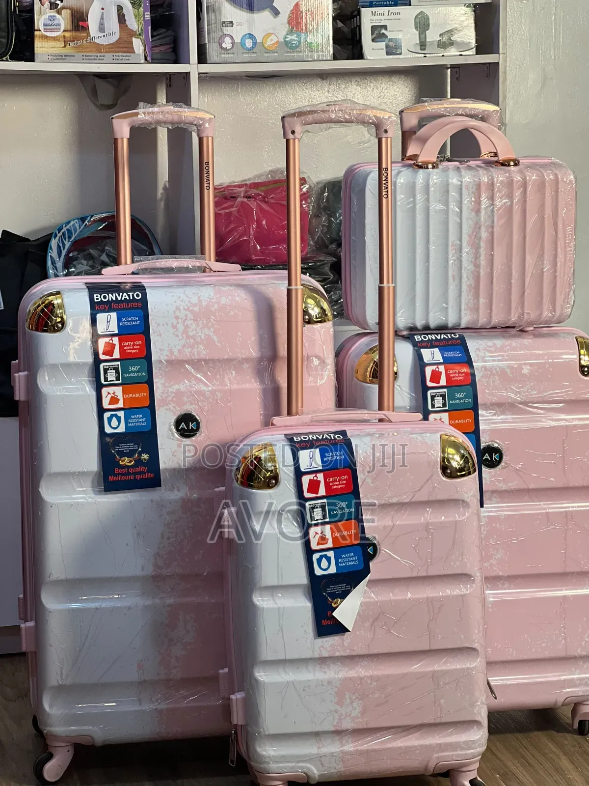 Half White ,Half Pink Rubber Luggage