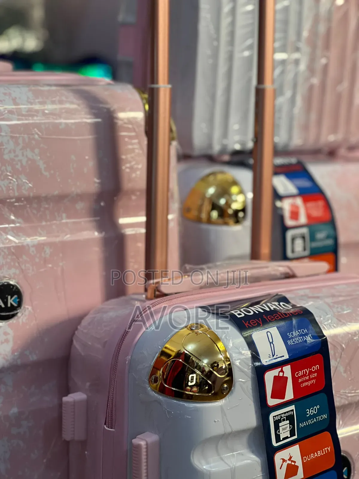 Half White ,Half Pink Rubber Luggage