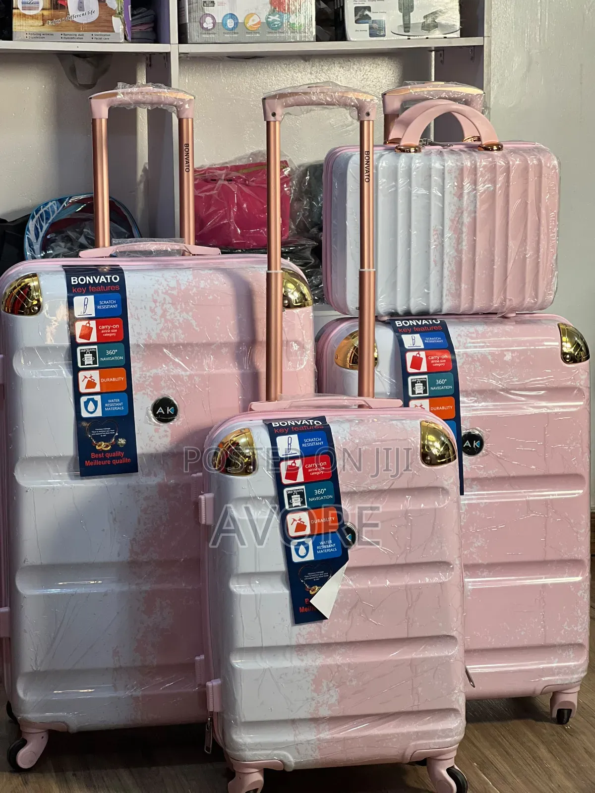 Half White ,Half Pink Rubber Luggage