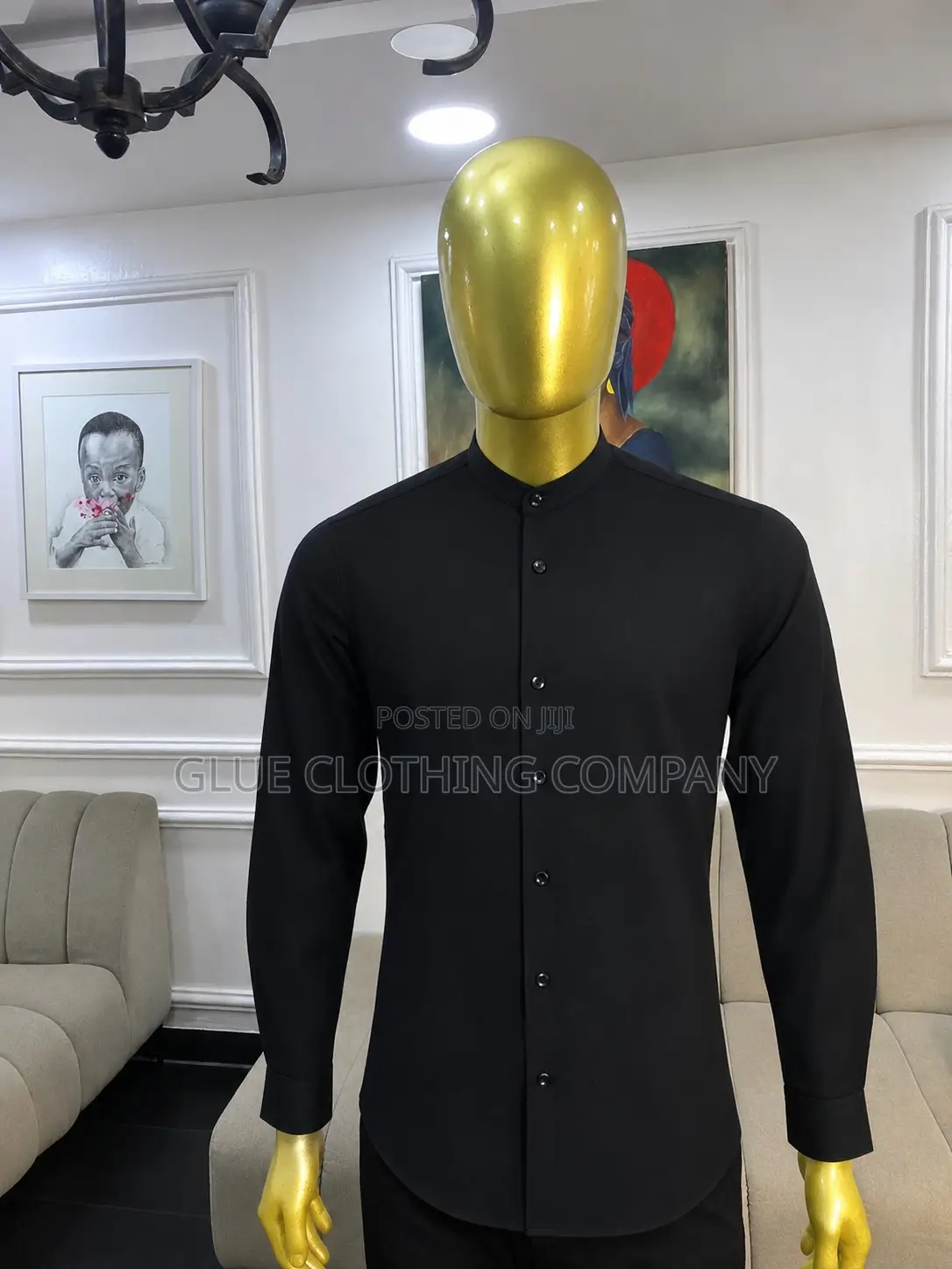 Black Bishop Neck Shirt