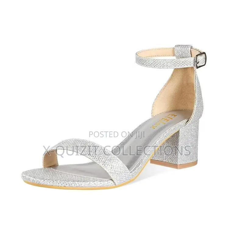 Silver Chunky Heel Sandal