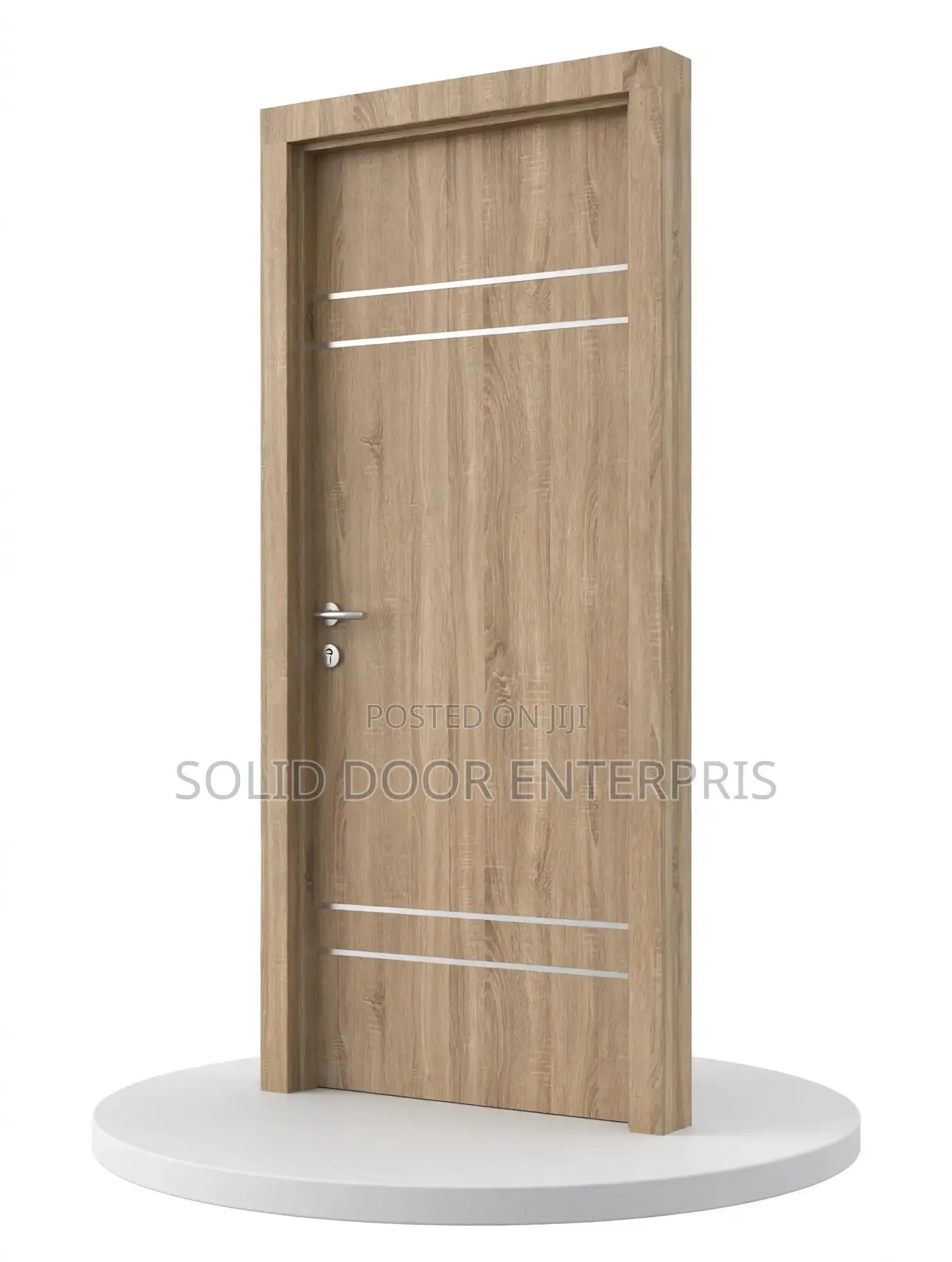 Solid HDF Door With Silver Chrome Design
