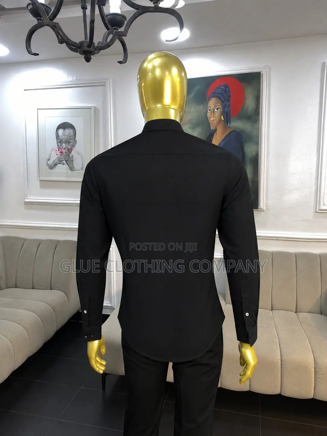 Black Bishop Neck Shirt