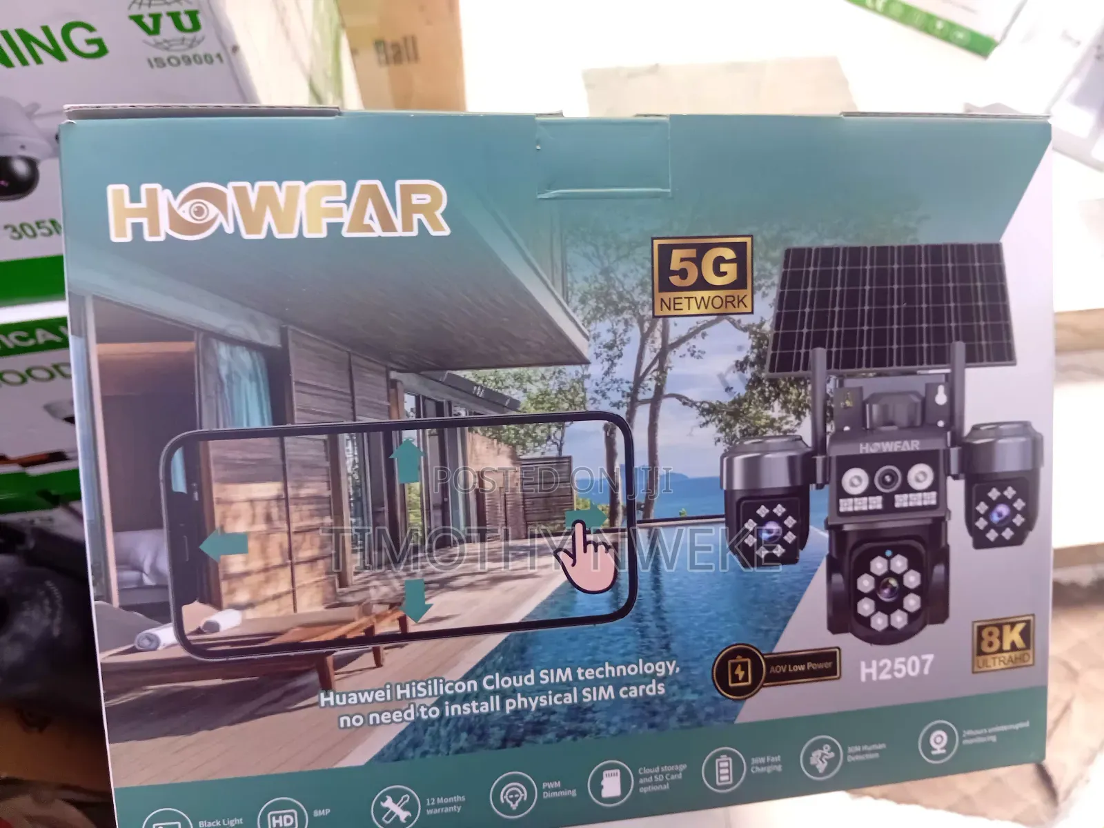 Howfar 8k Solar Security Camera – 3-Lens Smart CCTV