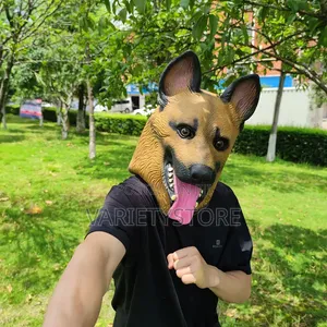 Dog Latex Head Cover Face Mask Halloween Costume
