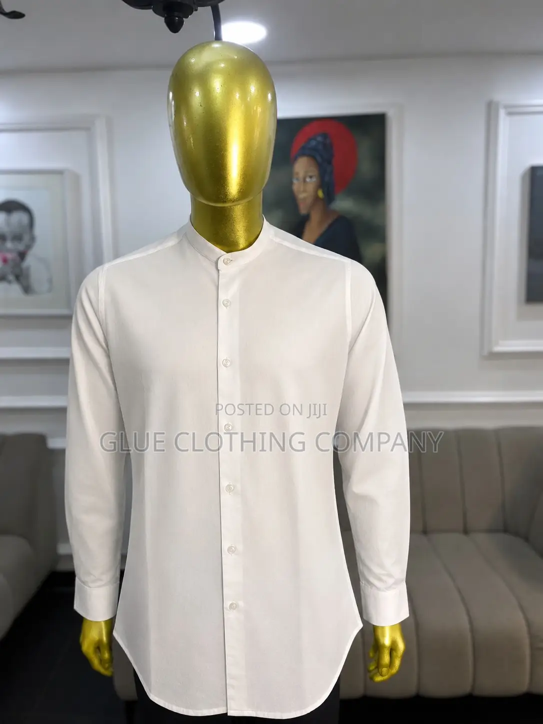 White Bishop Neck Shirt