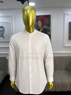 White Bishop Neck Shirt