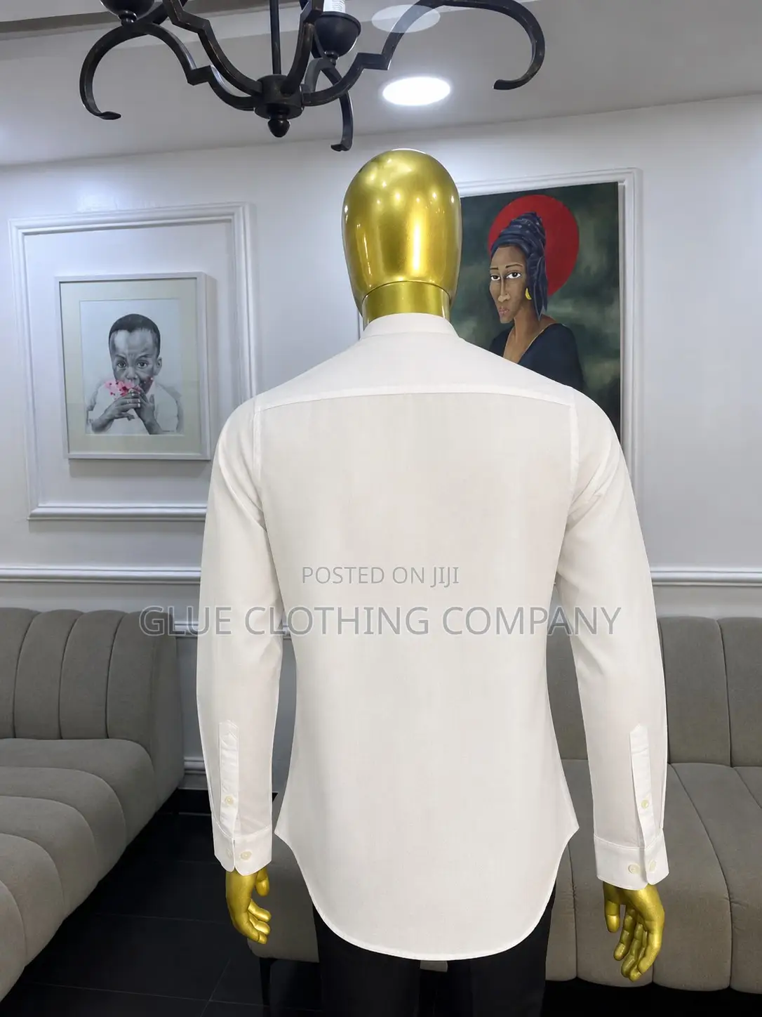 White Bishop Neck Shirt