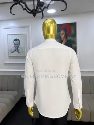 White Bishop Neck Shirt