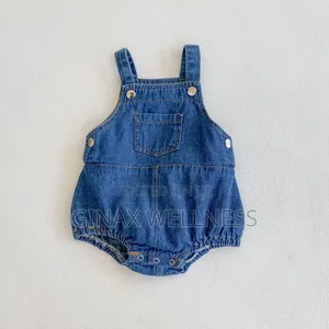 Baby Denim Dungaree Romper With Adjustable Straps (0–6 Months)