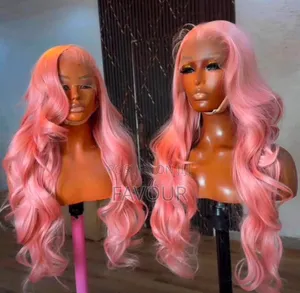Long, Pink, Body-Wave Human Hair Blend or Human Hair