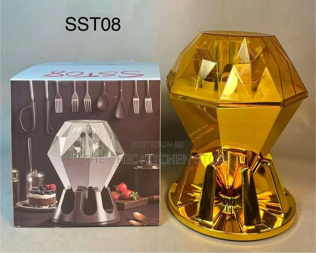 24pcs Gold Pleated Diamond Shaped Cutlery Set