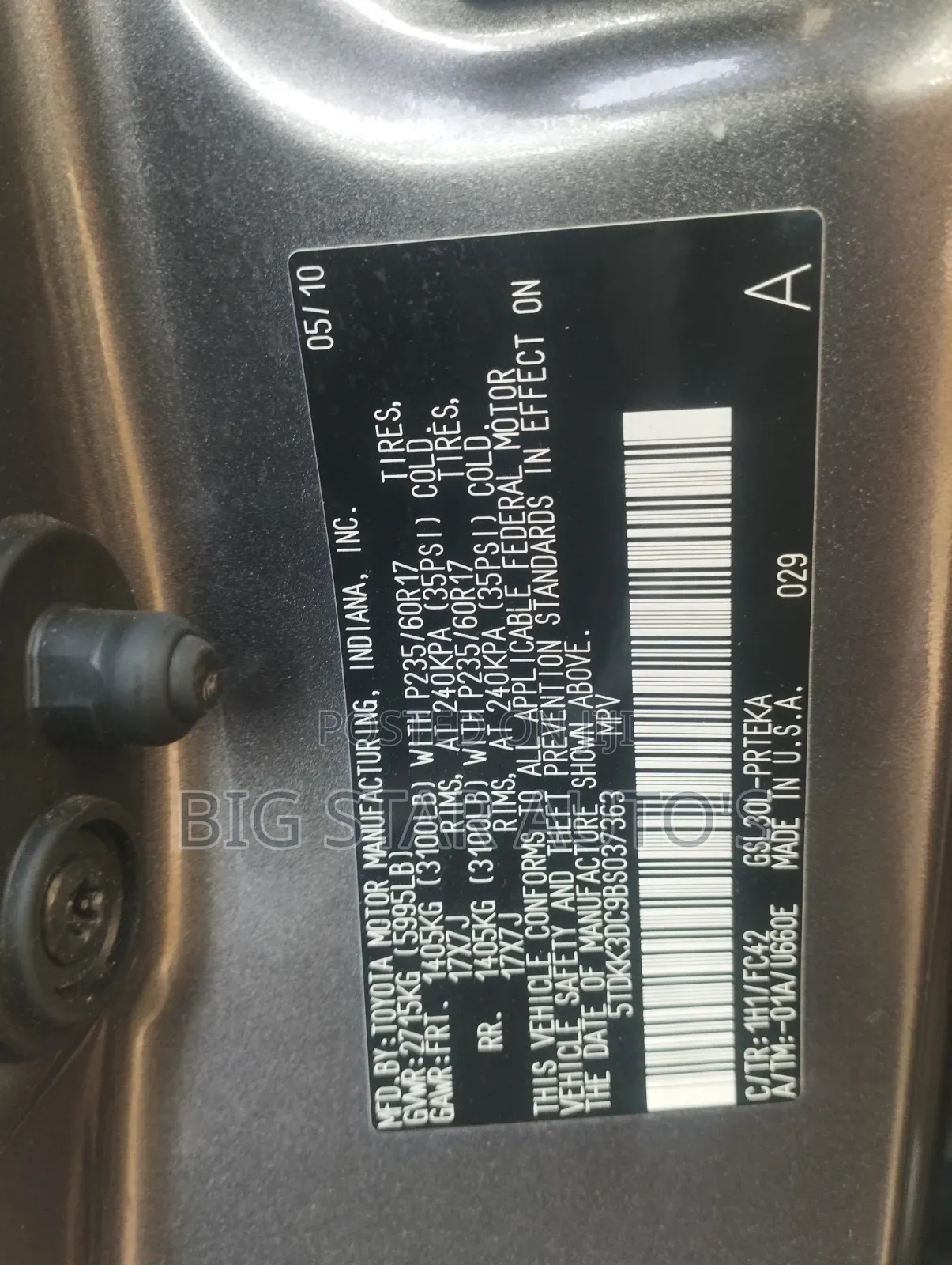 Toyota Sienna LE 8 Passenger 2010 Matt Black