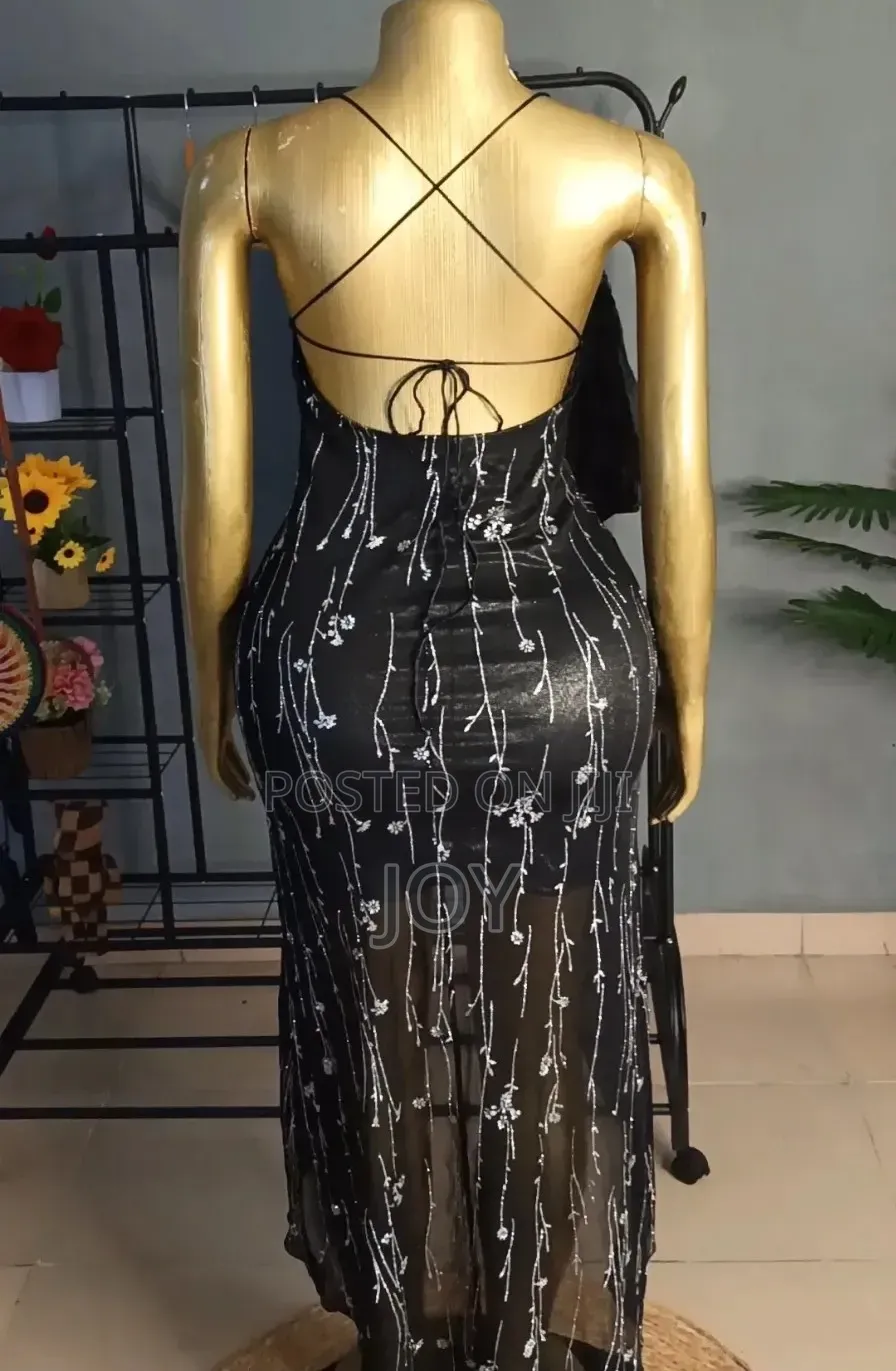 Midnight Floral Mesh Midi Dress