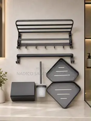 Matte Black Bathroom Accessories Set,6piece Wall–Mounted