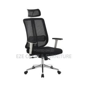 White Adjustable Armrest Mesh Fabric Chair