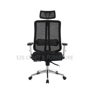 White Adjustable Armrest Mesh Fabric Chair