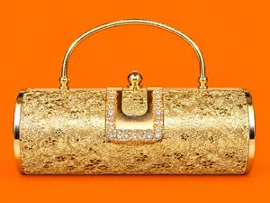 Vintage Gold Floral Embellished Clutch Bag