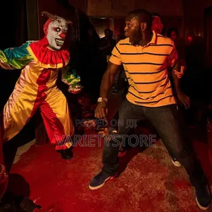 Halloween Horror Clown Mask With Devil Horns & Bells
