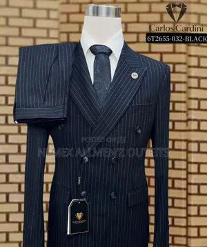 Quality Black Striped Suit