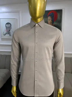 Grey Herringbone Dress Shirt