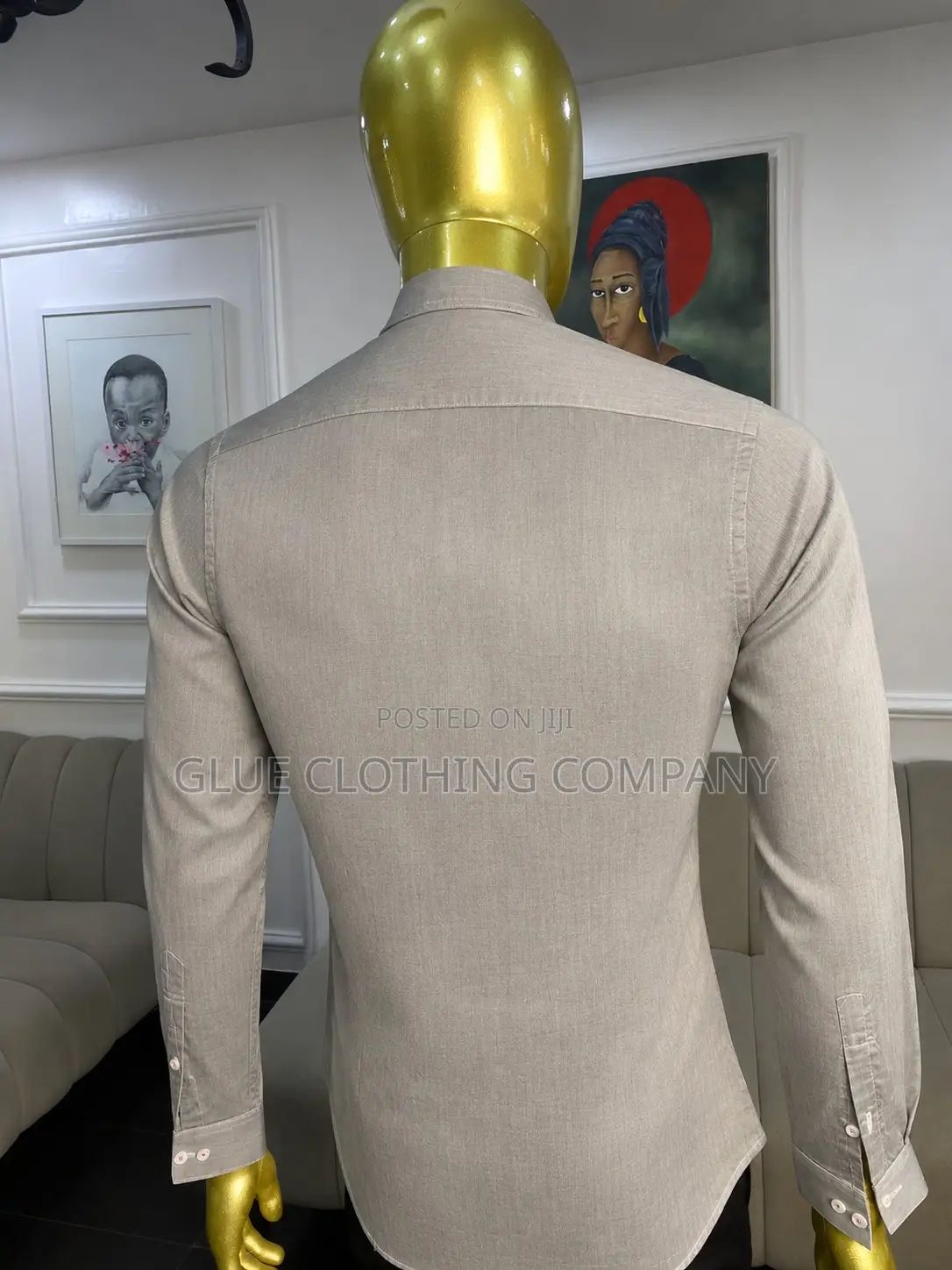 Grey Herringbone Dress Shirt