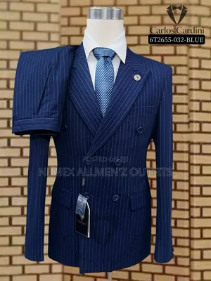 Blue Striped Double Breasted Suit
