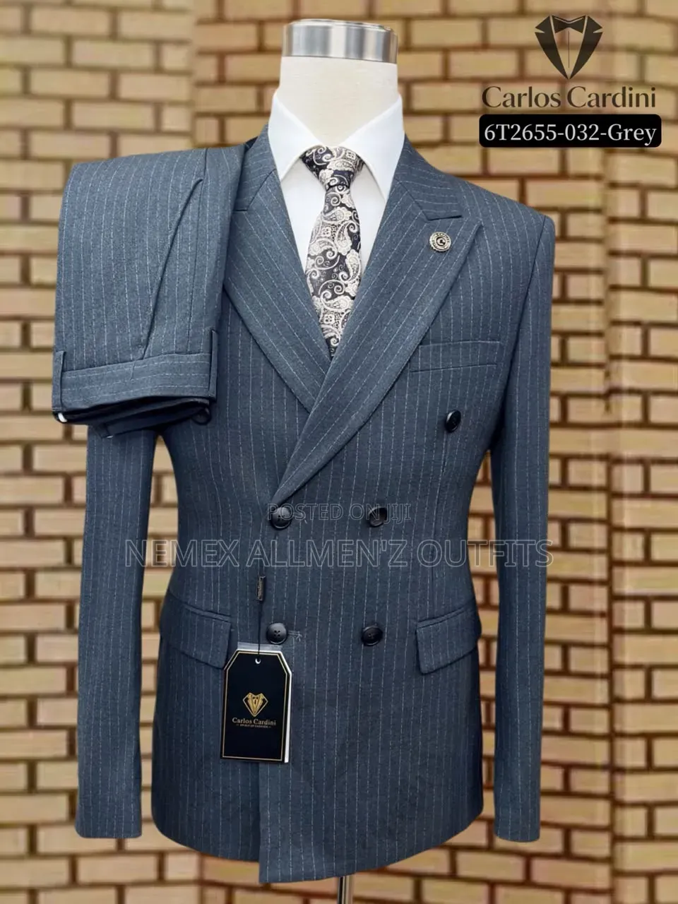 Striped Grey Double Breasted Suit