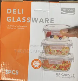 3pcs Airtight Borosilicate Glass Food Storage Container