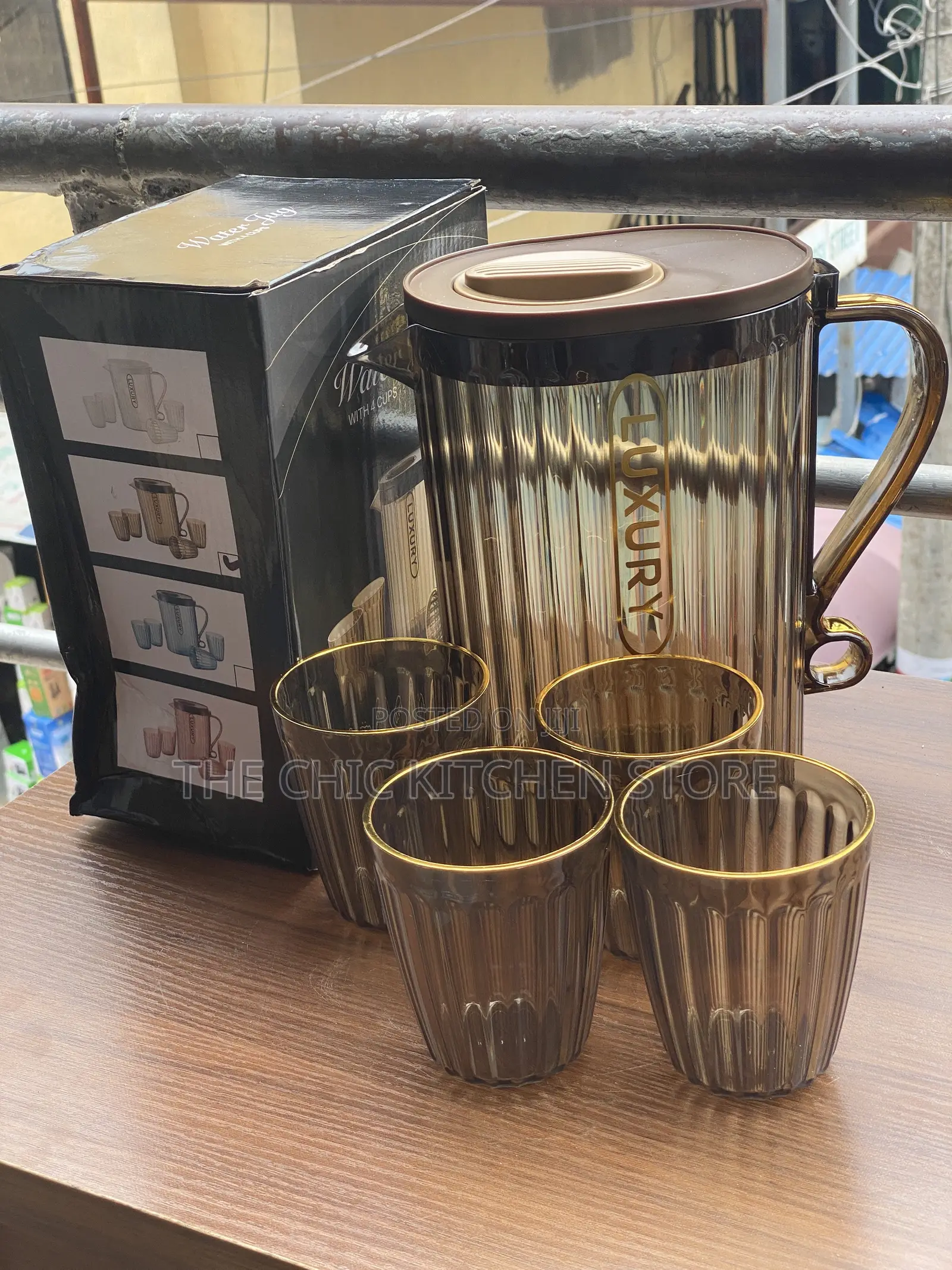 5in1 Luxury Acrylic Water Jug Set With 4 Cups