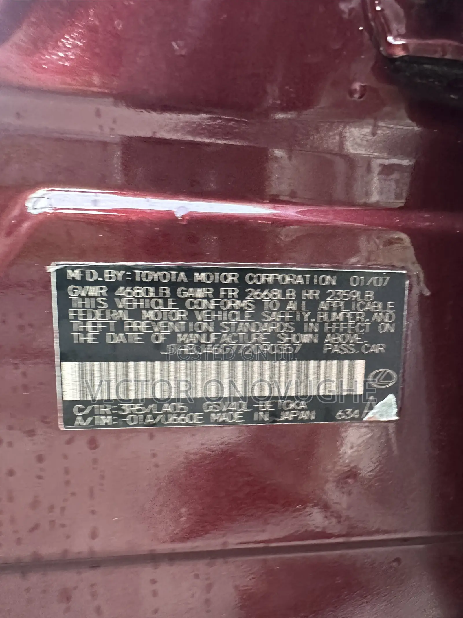 Lexus ES 350 2007 Red