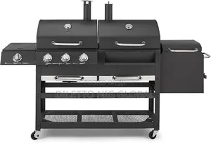 TOWER T978507 3 Burner Grill Gas & Charcoal BBQ & Smoker - Black