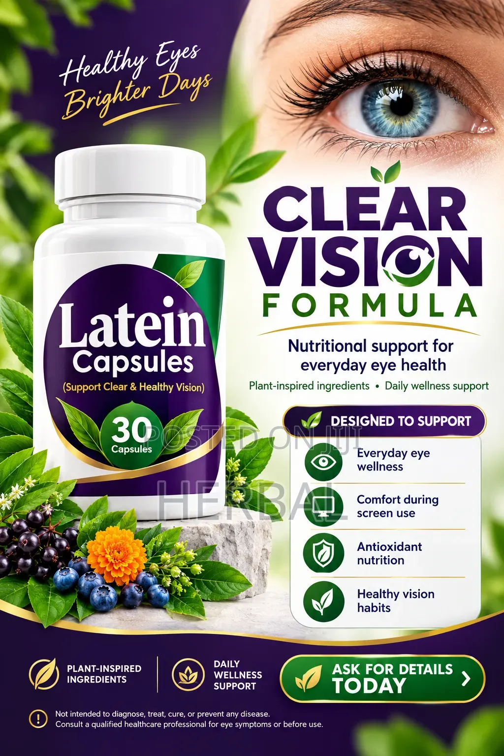 Natural Herbal Supplement for Eye Health & Vision Support